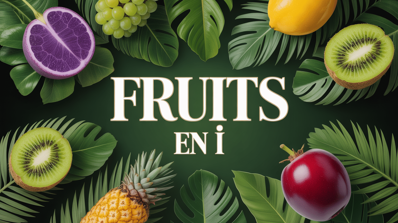 composition fruits en i exotique avec icaque violet et blanc