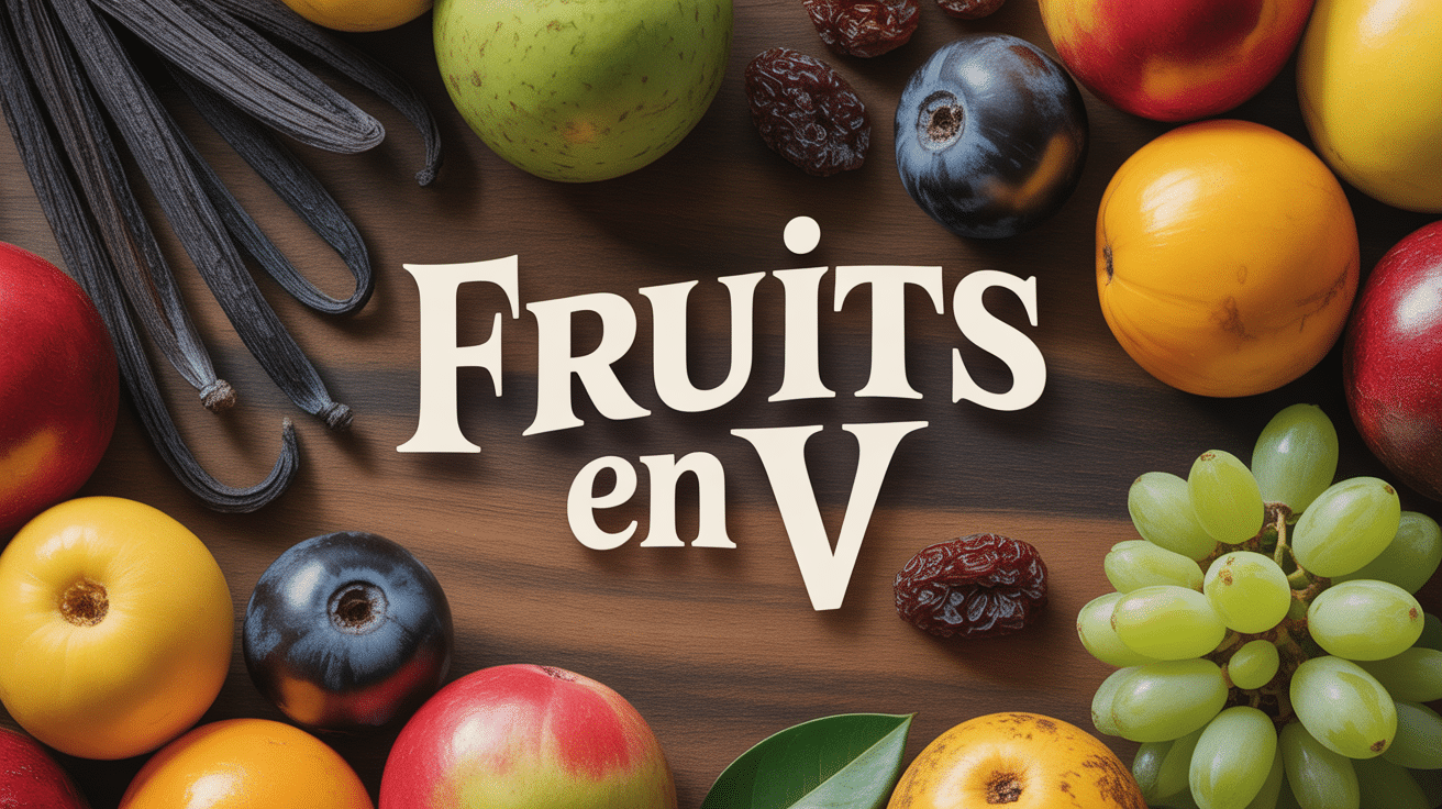 fruits en v exotiques sur fond bois