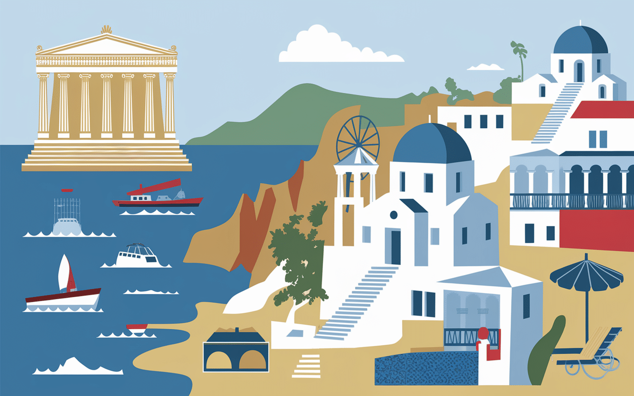 destinations voyage grece avec selectour carte temple moulin plage montagne