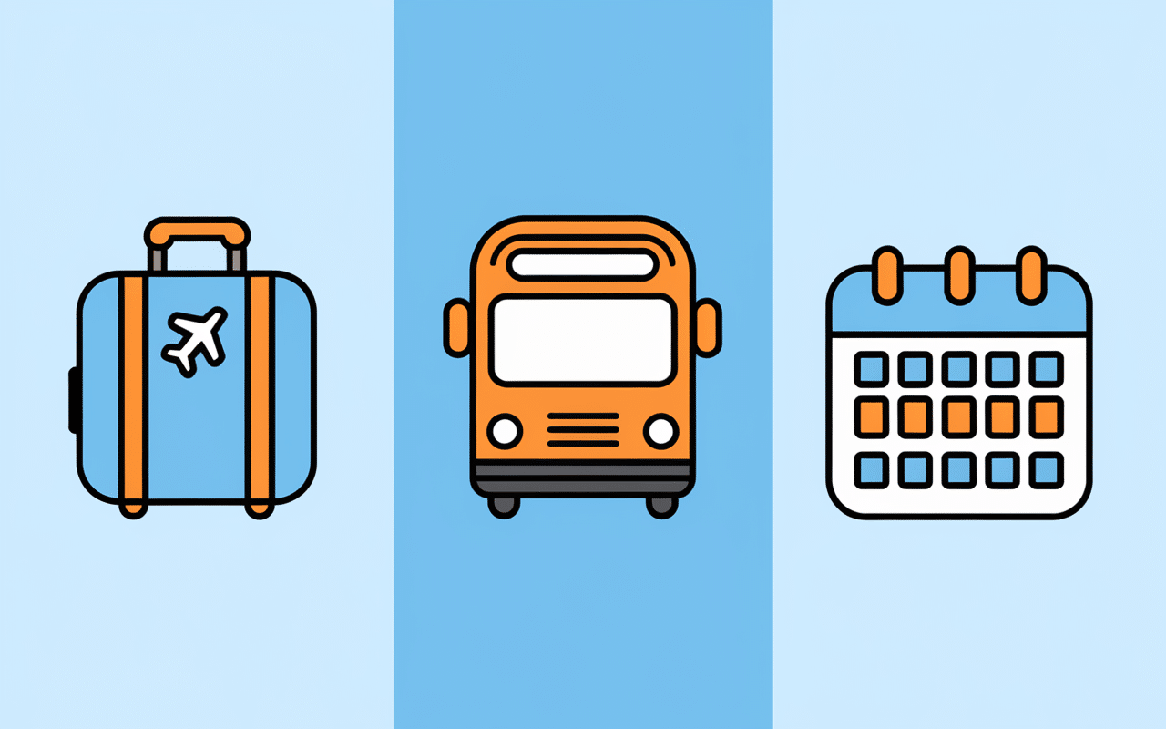 formules voyage grece avec selectour icones valise bus calendrier