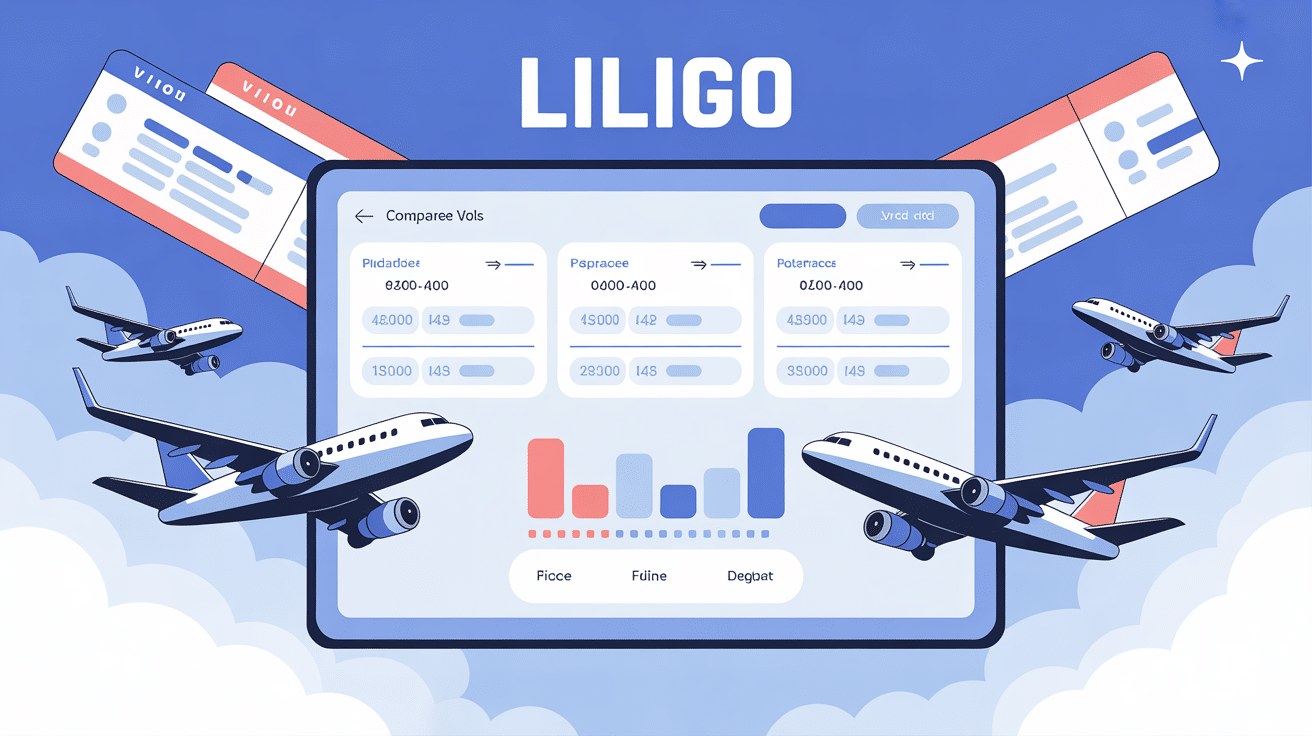 Interface Liligo pour comparer vols billets avion