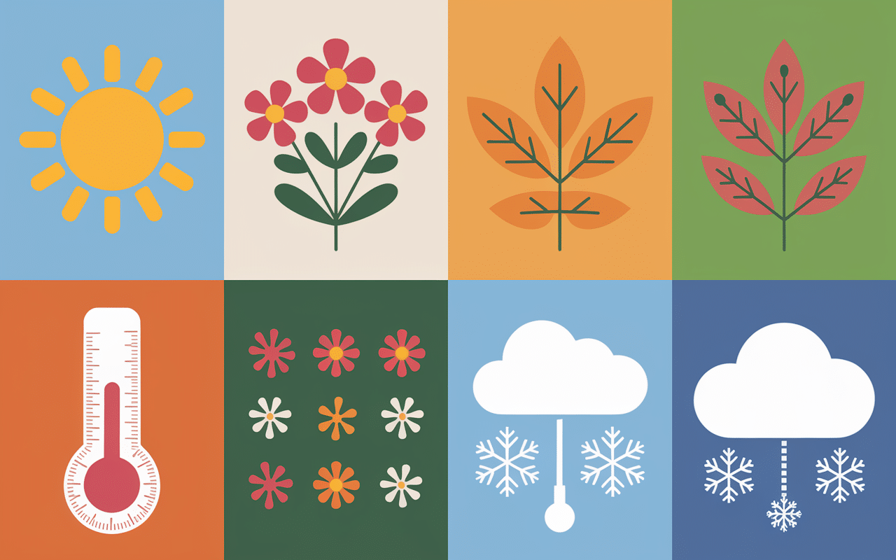 Illustration des saisons et climat dans les Pouilles en Italie