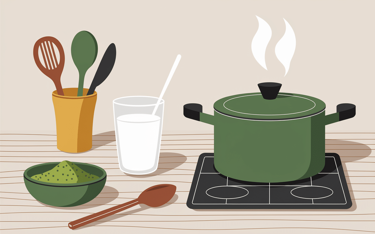 ingredients matcha latte lait poudre matcha preparation cuisine