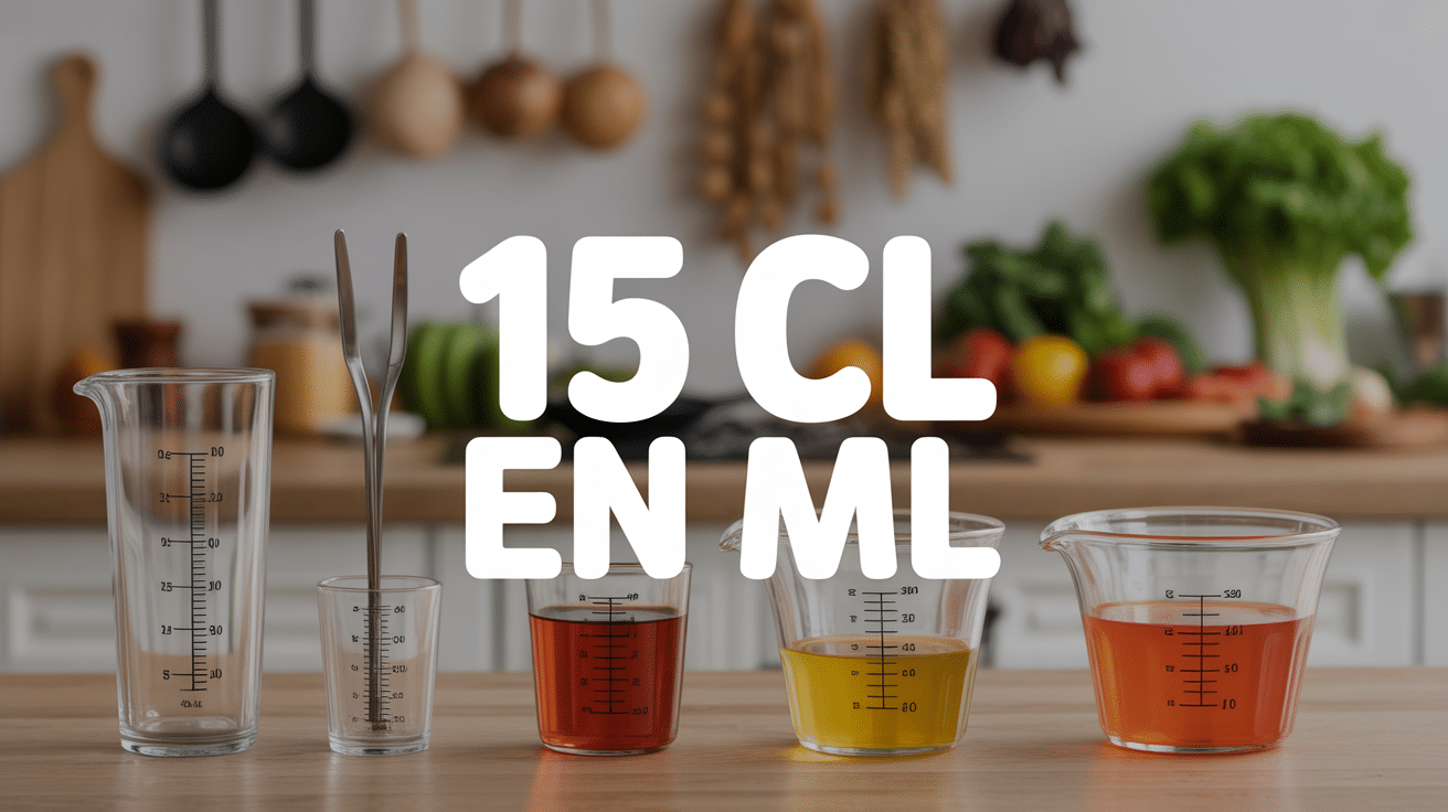 Cuisine moderne avec 15cl en ml et ustensiles de mesure