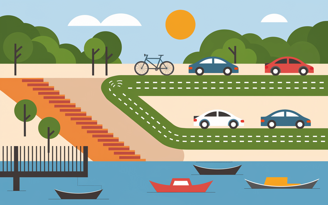 Accès à la plage du Canadel par escalier et vélo