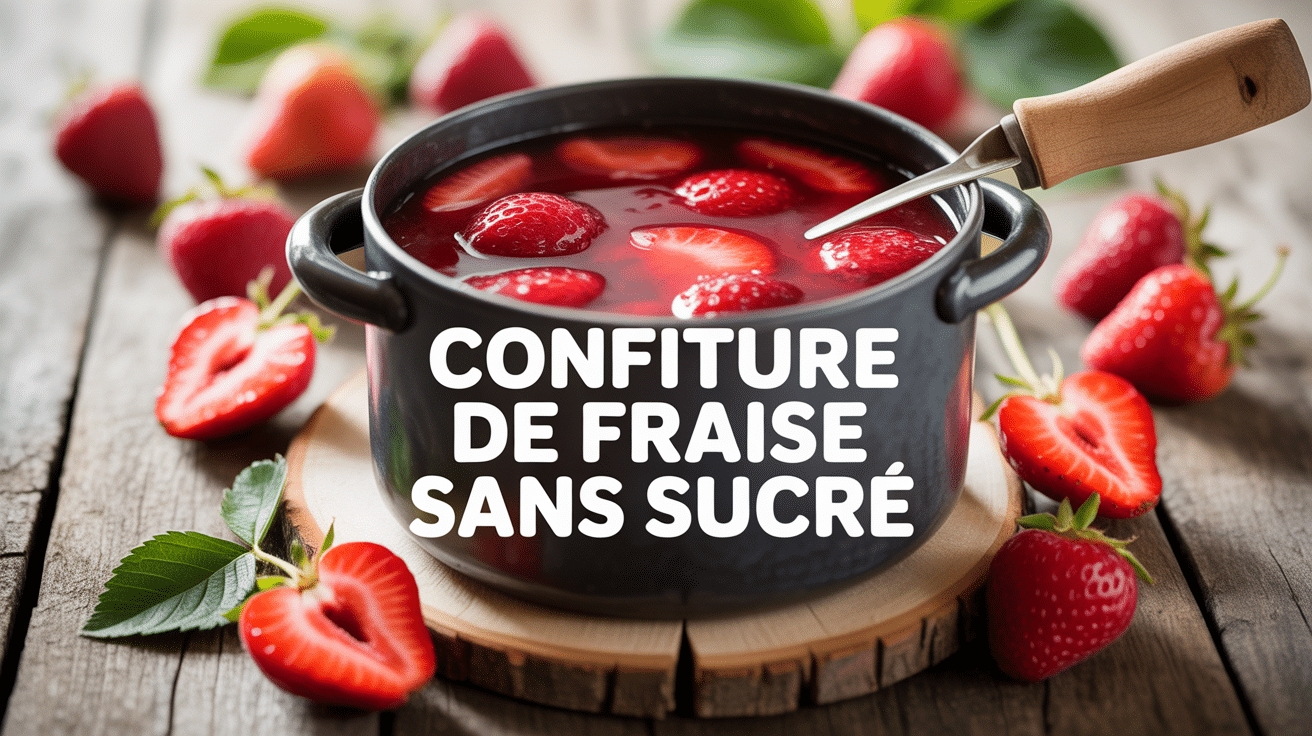 Pot de confiture de fraise sans sucre avec fraises fraîches