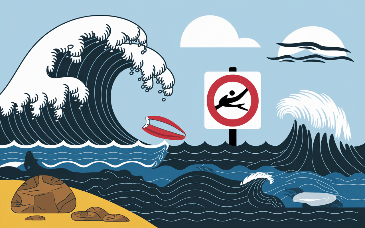 Illustration des dangers nautiques à la plage de Pen Hat