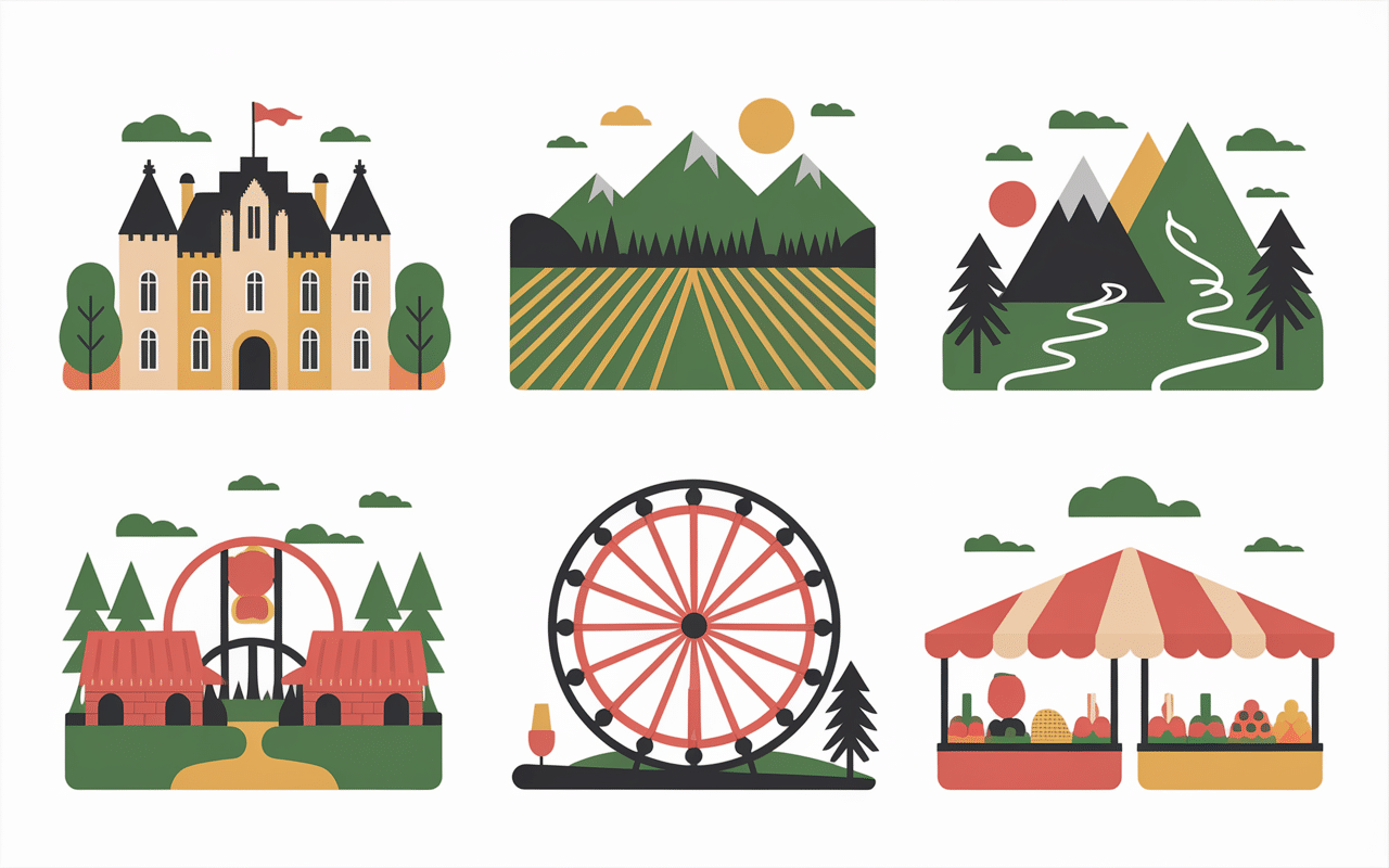 Illustration destinations excursions autocar