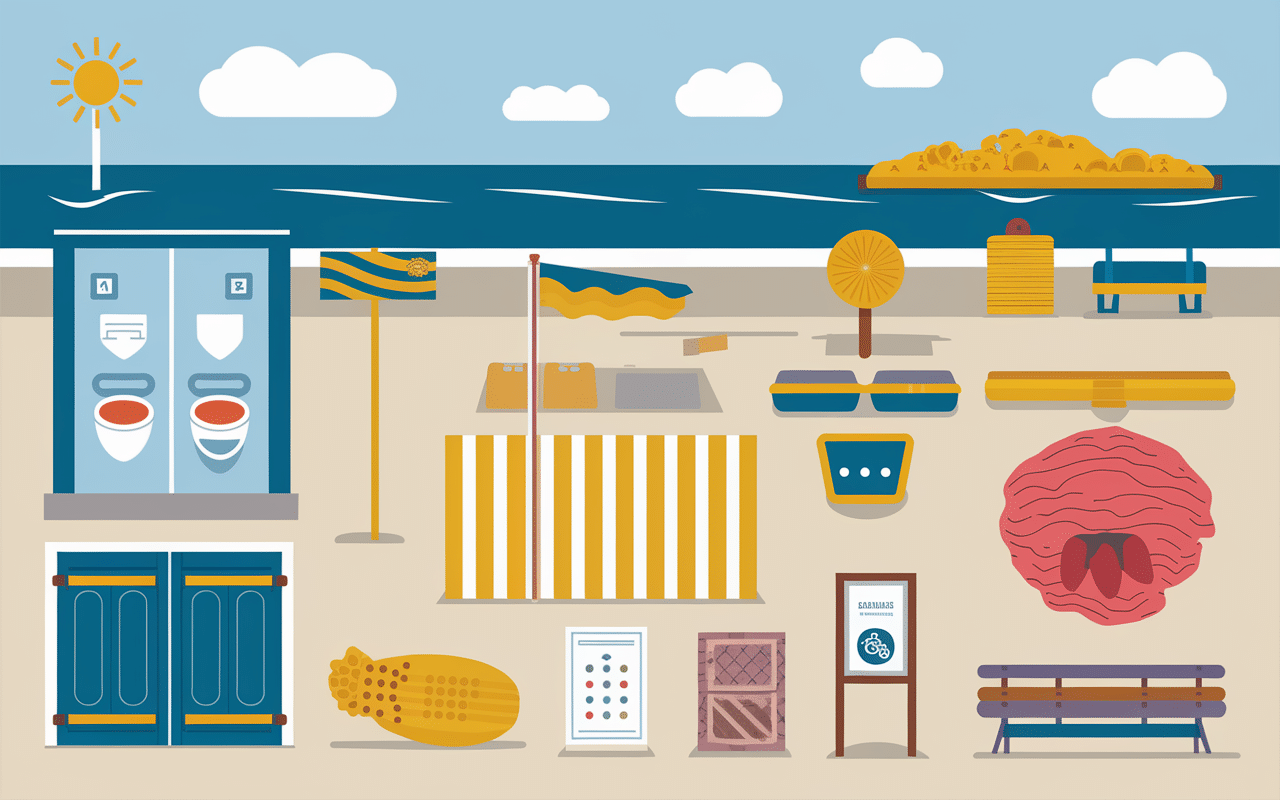 Sanitaires et équipements plage du Petit Nice