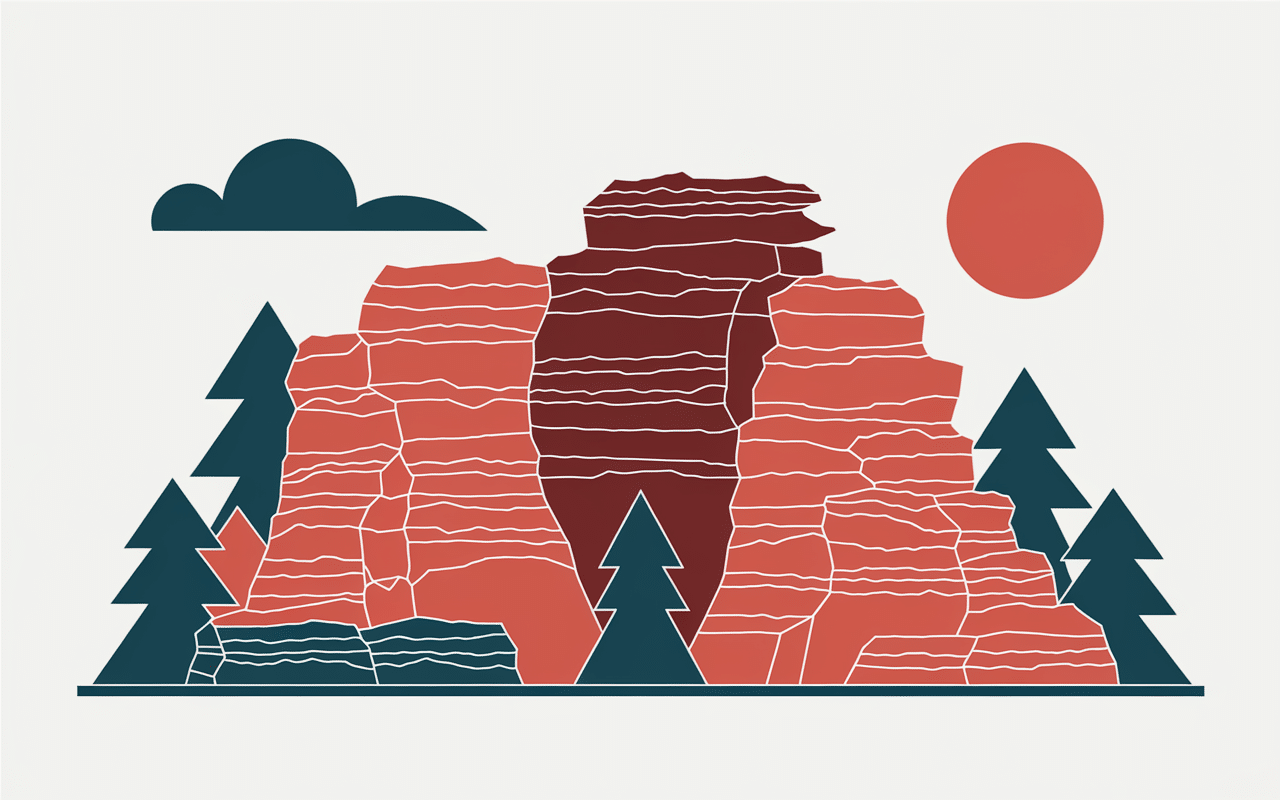 Couches géologiques rouges et formations du lac Salagou