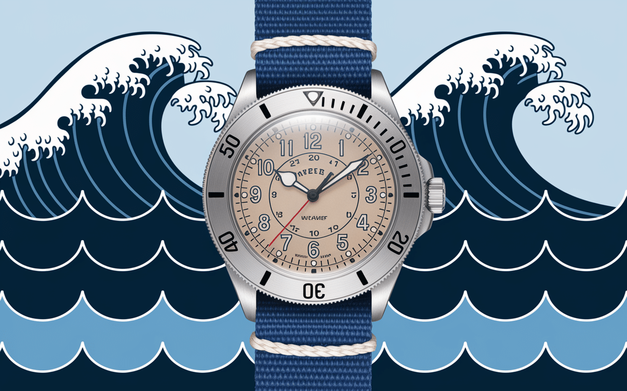 Horloge marine vintage avec marée haute et basse