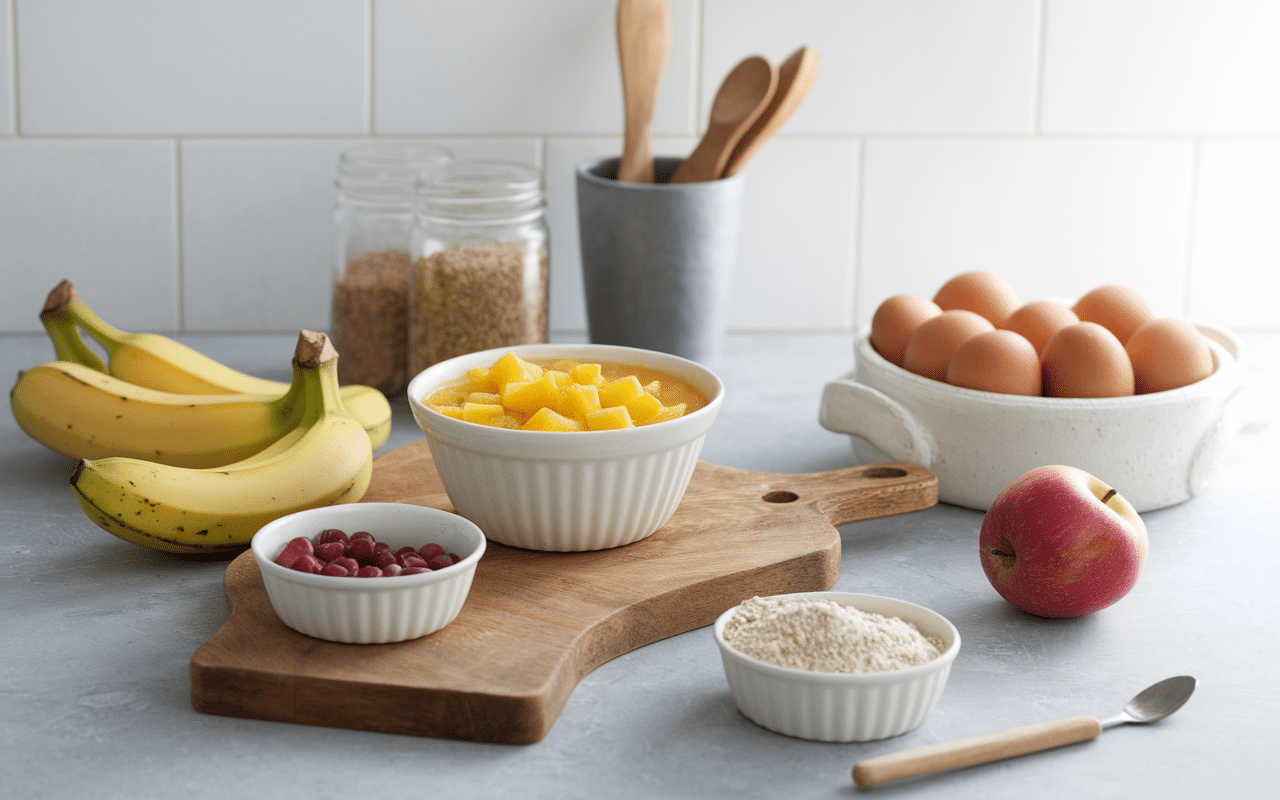 Ingrédients naturels pour gâteau bébé