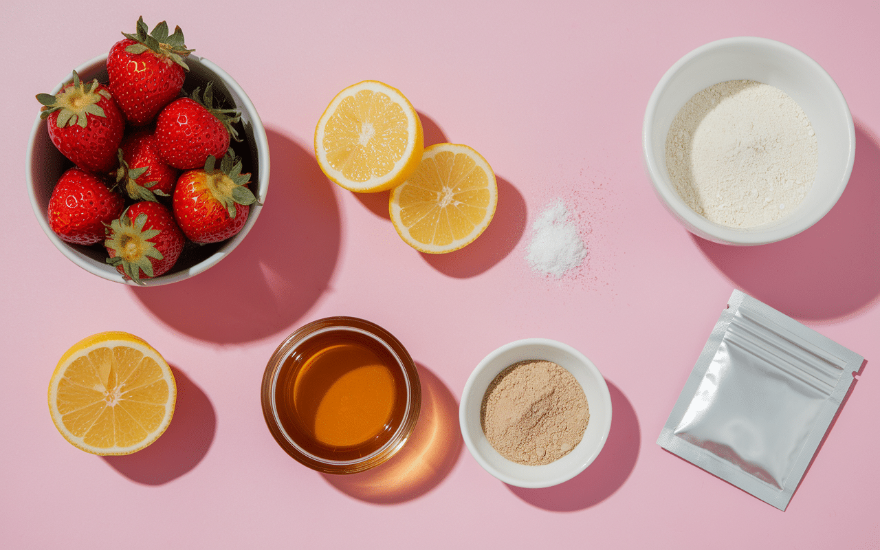 Ingrédients frais pour confiture de fraise allégée