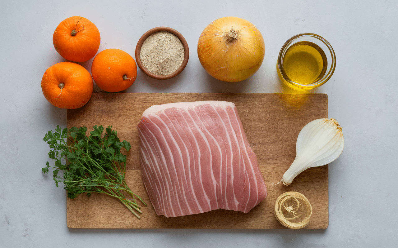 Ingrédients pour rôti de porc Cookeo avec fond de veau