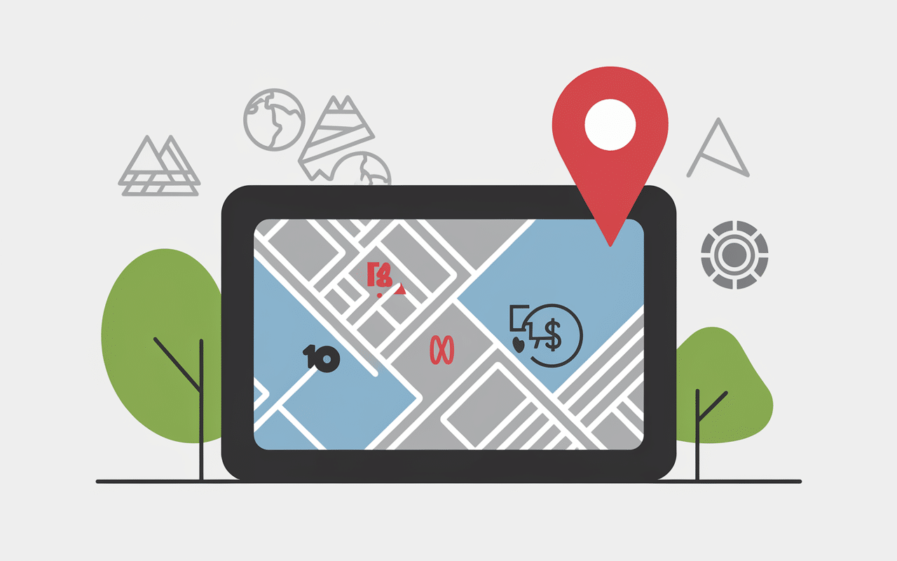 Écran GPS affichant la localisation du lac Salagou