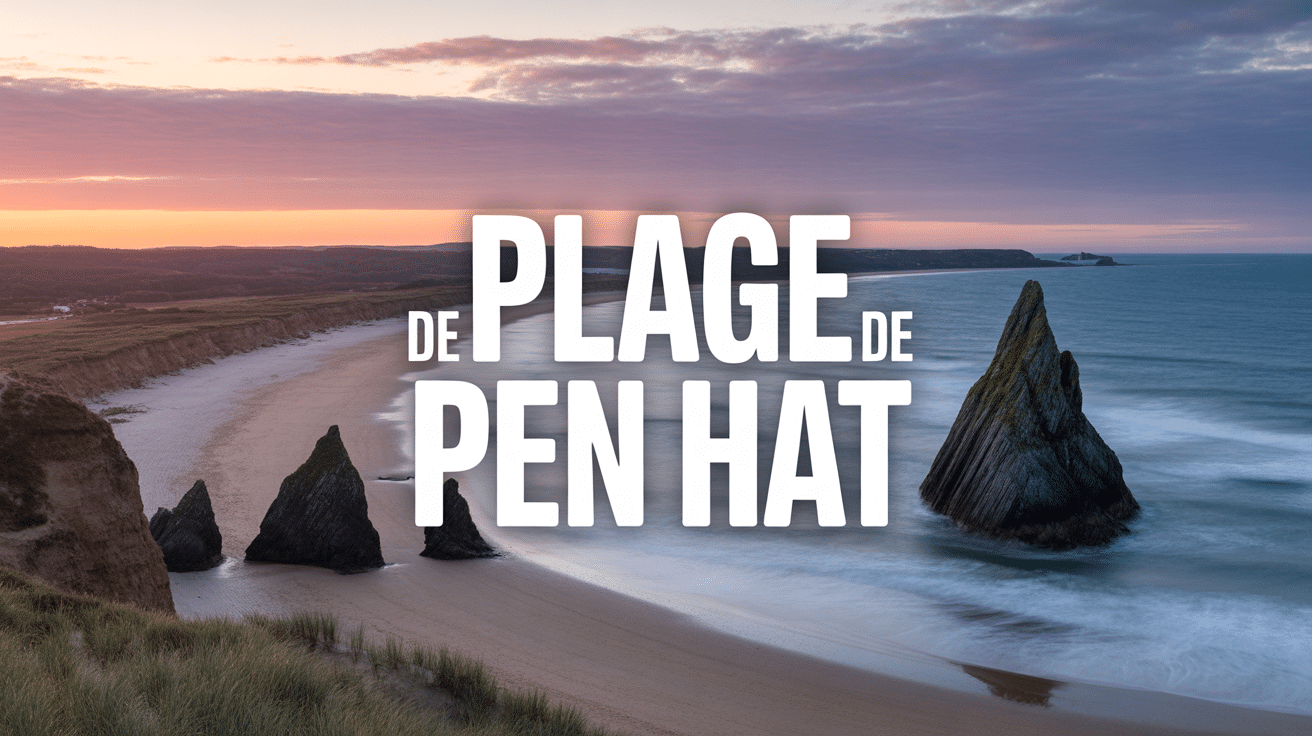 Vue panoramique de la plage de Pen Hat au coucher du soleil