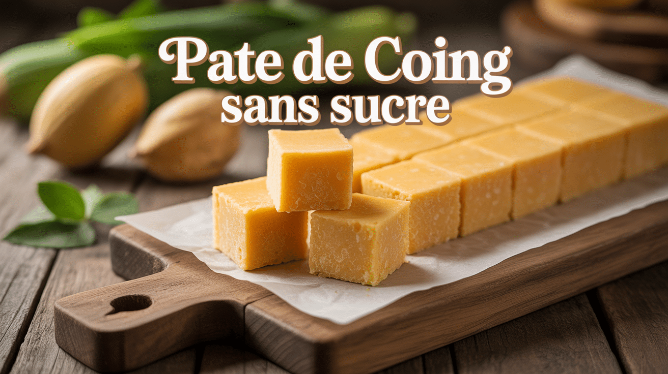 Pâte de coing sans sucre sur planche bois
