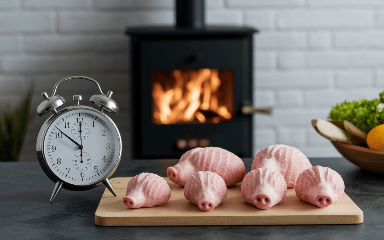 Chronomètre et paupiettes de porc variant en taille