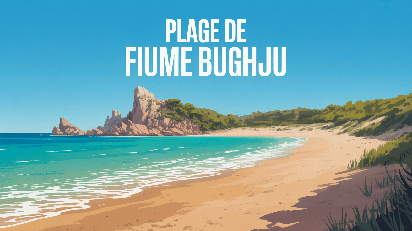 Vue de la plage de fiume bughju avec sable doré et eaux cristallines