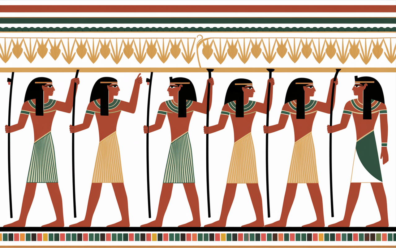 fresque antique 7 épis de blé pyramide