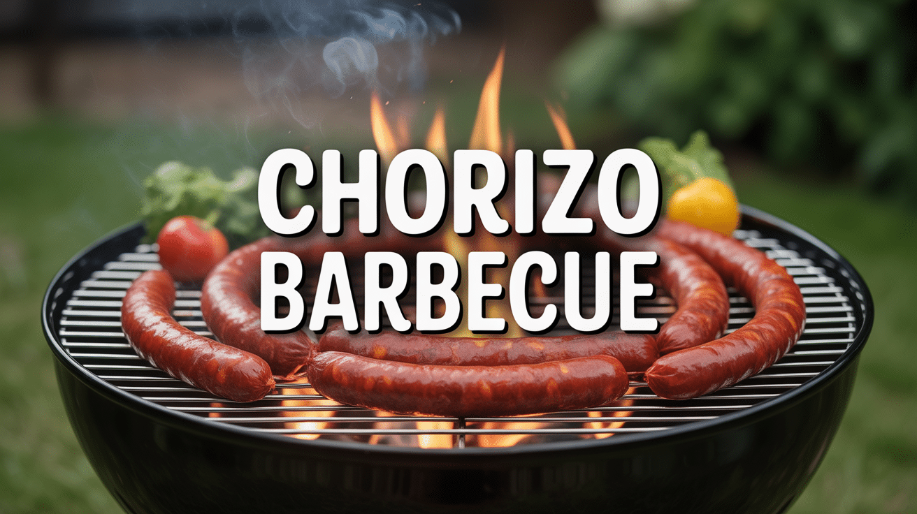 Saucisses chorizo barbecue grillées et légumes en plein air