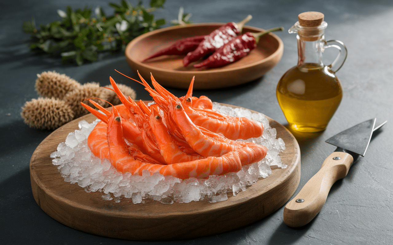Ingrédients frais pour gambas à l'ail recette espagnole