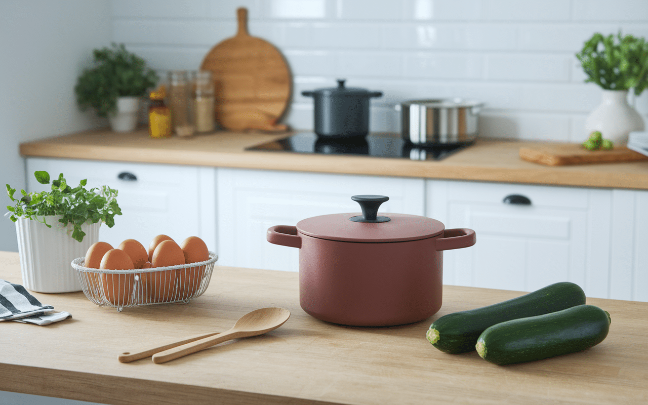 ustensiles courgettes et œufs pour courgettes aux œufs brouillés