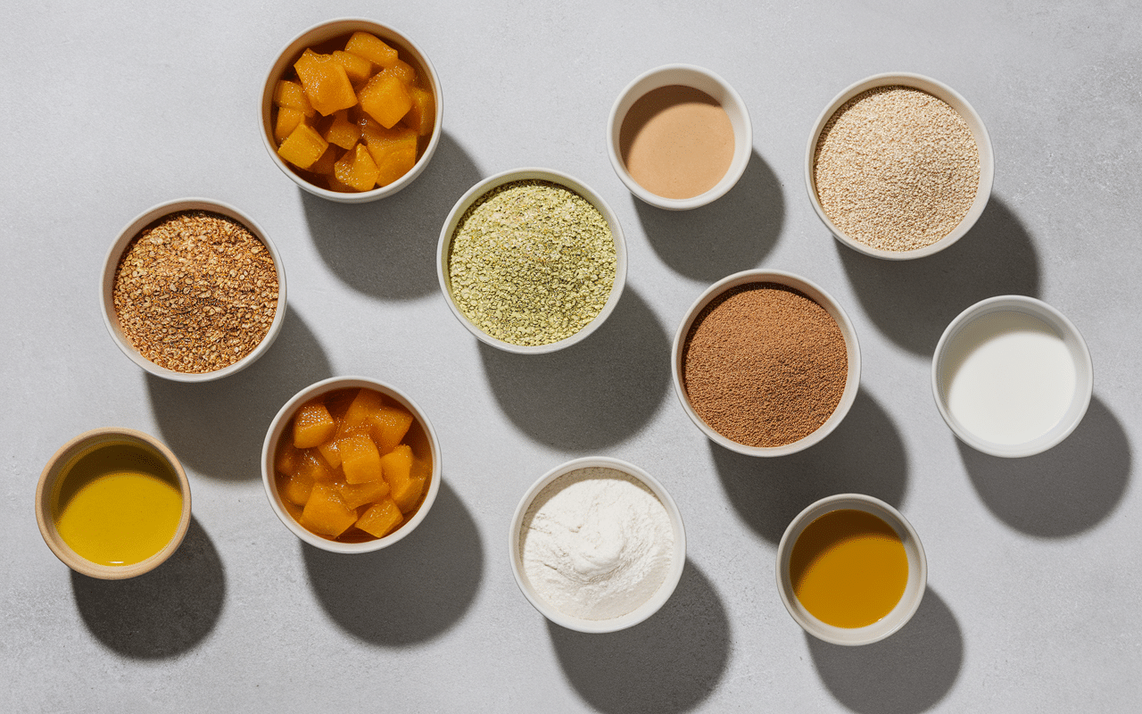 Ingrédients pour gateau vegan sans gluten moelleux