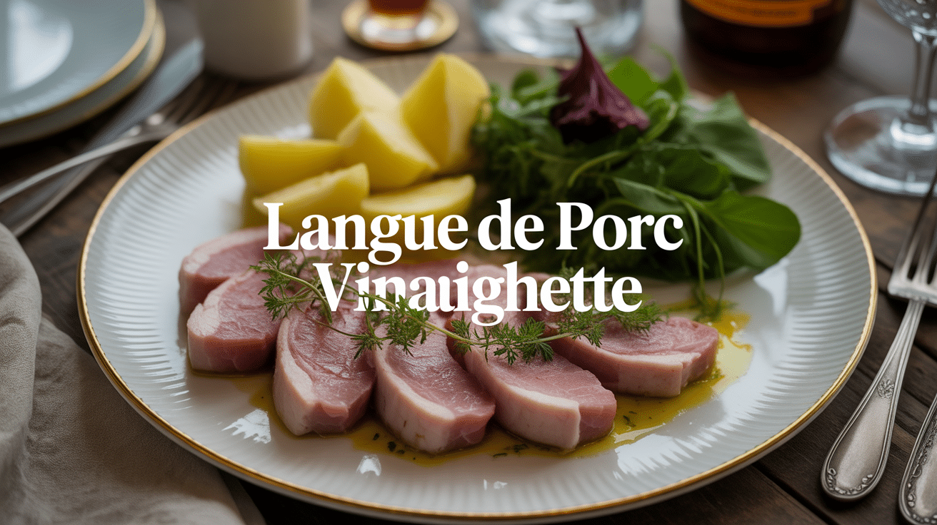 Assiette de langue de porc vinaigrette, pommes vapeur et salade