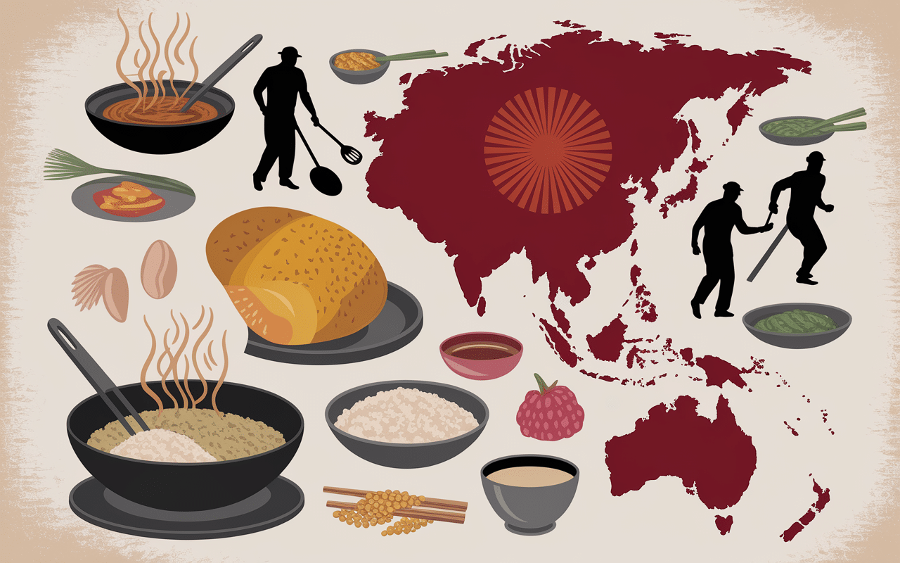 Carte Asie et cuisine liée au poulet loc lac