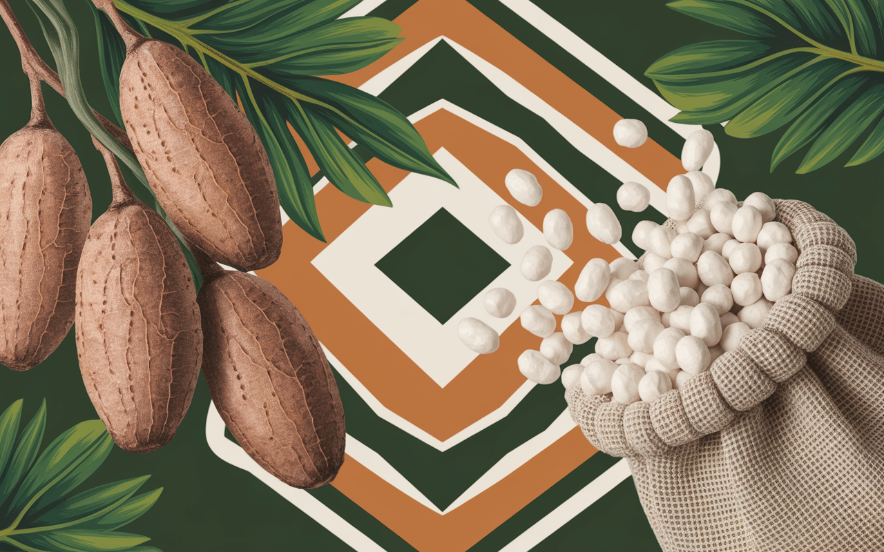Racines de manioc et grains de tapioca bresilien