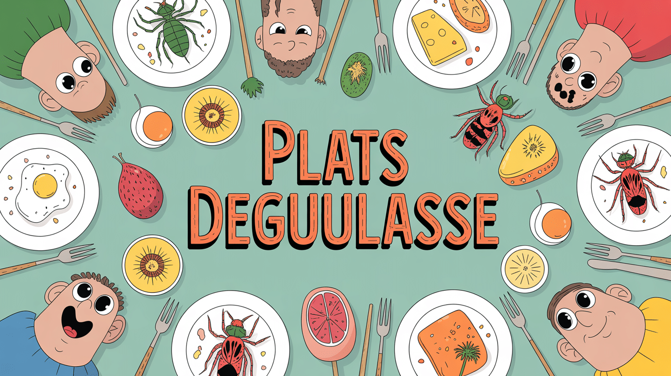 plats dégueulasse table avec mets inhabituels illustration