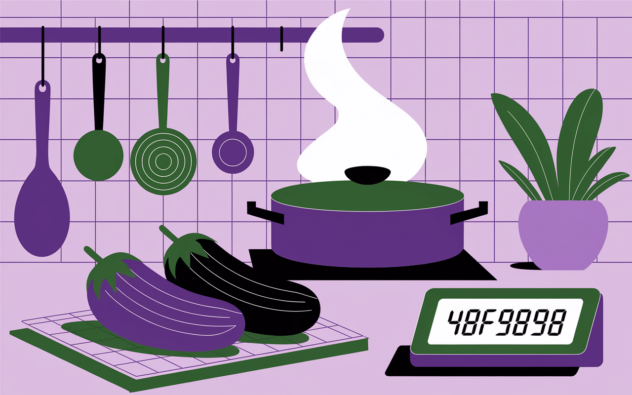 poids aubergine balance cuisine tranchée