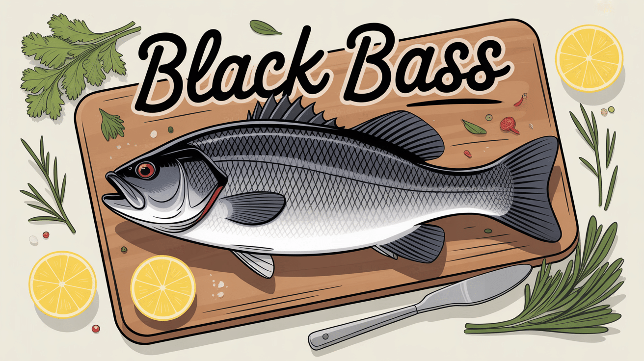 recette black bass poisson frais sur planche bois