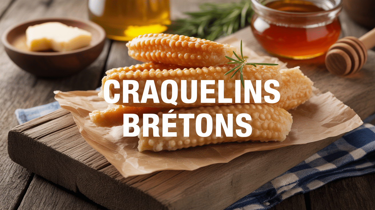 Recette des craquelins bretons biscuits dorés sur planche avec beurre et miel