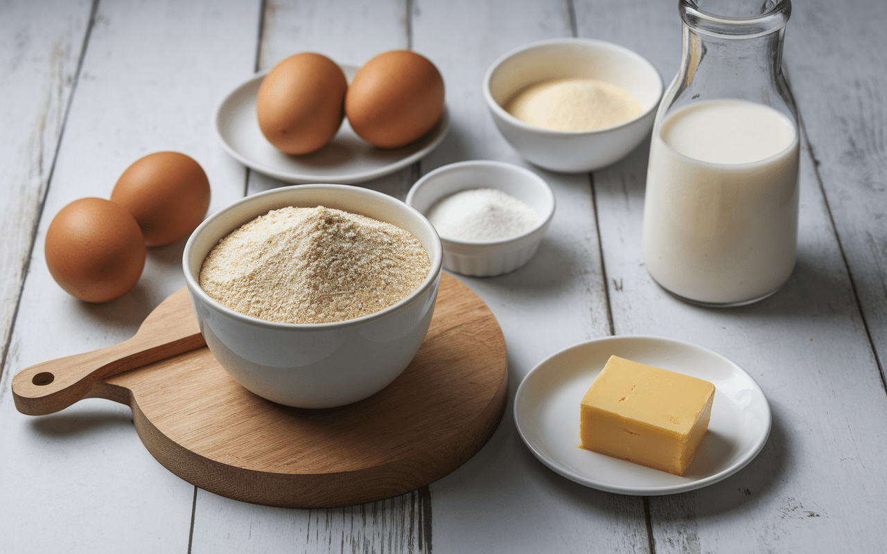 Ingrédients recette millas à la poêle farine œufs lait poêle