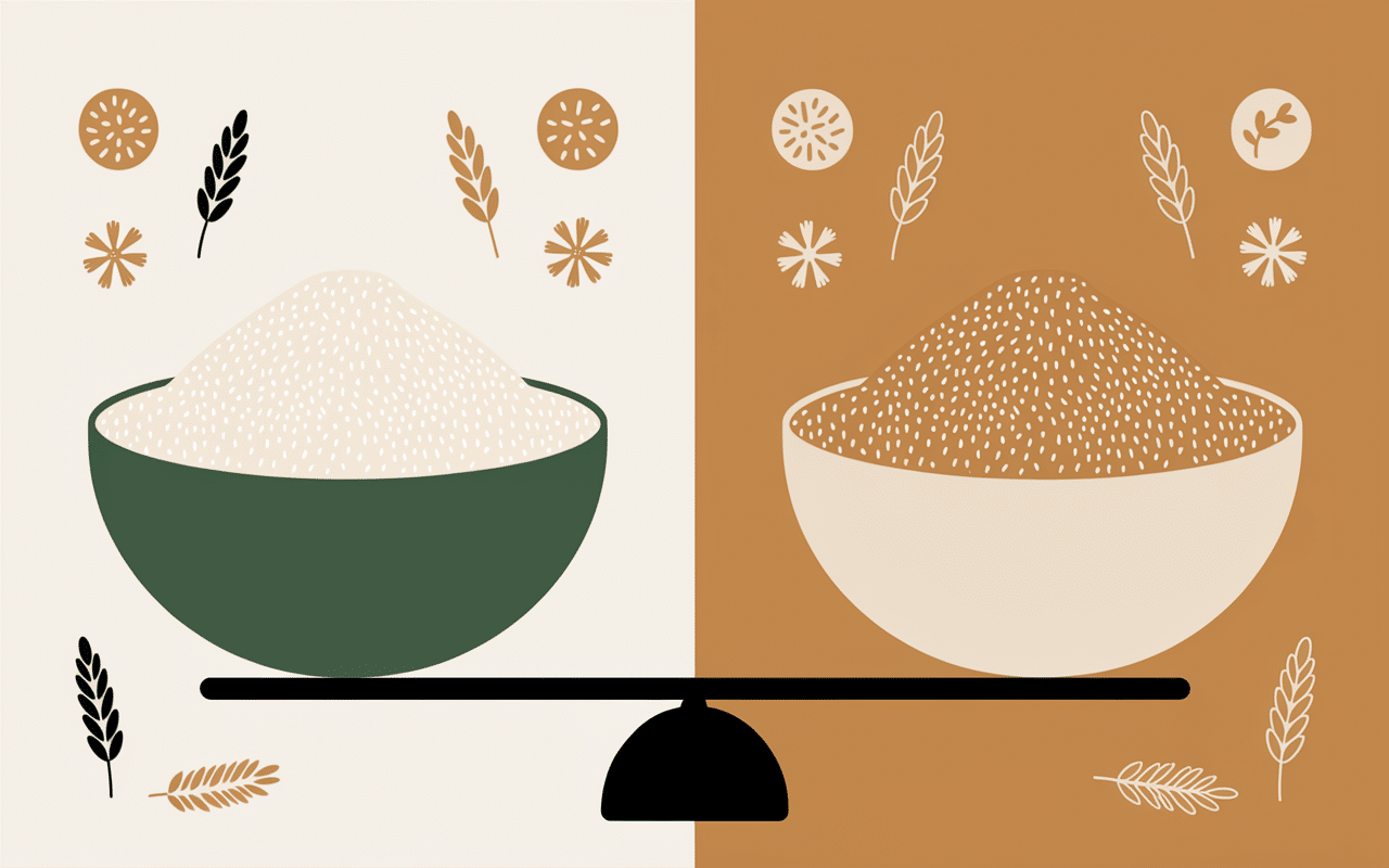 Remplacer farine blanche par farine semi-complète comparaison visuelle
