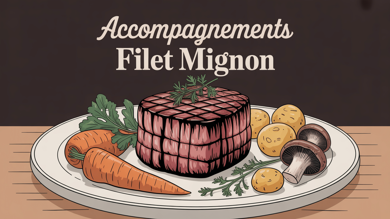 accompagnement filet mignon sur assiette avec legumes varies