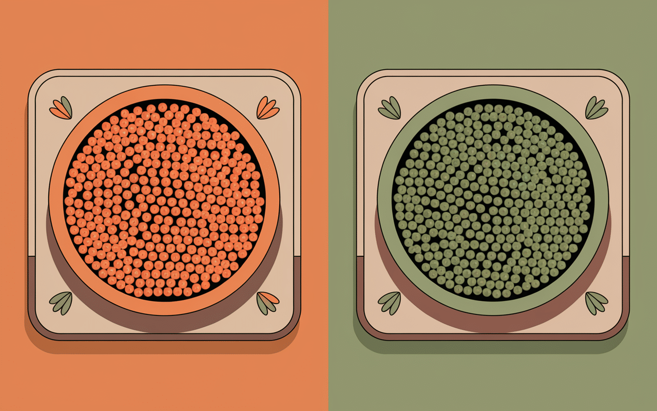 cuisson lentilles corail et vertes comparaison visuelle