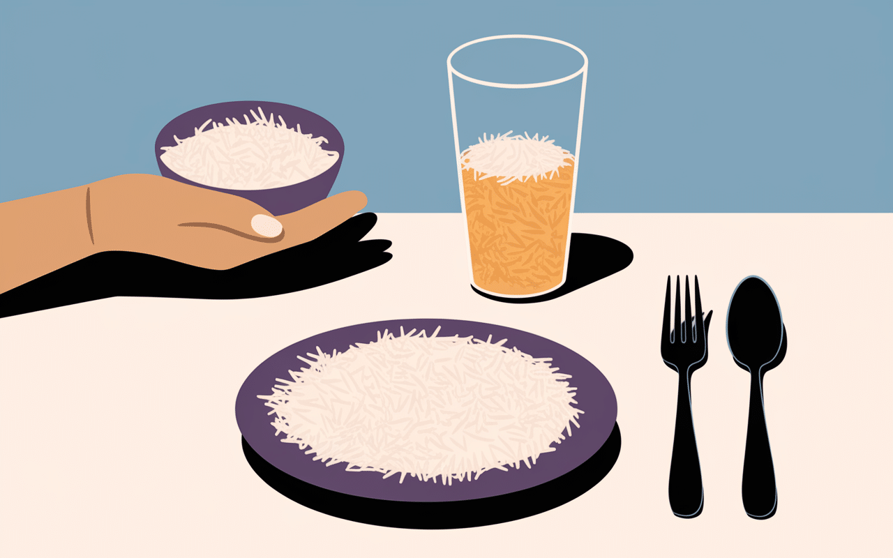 Doser portion de riz sec par personne sans balance