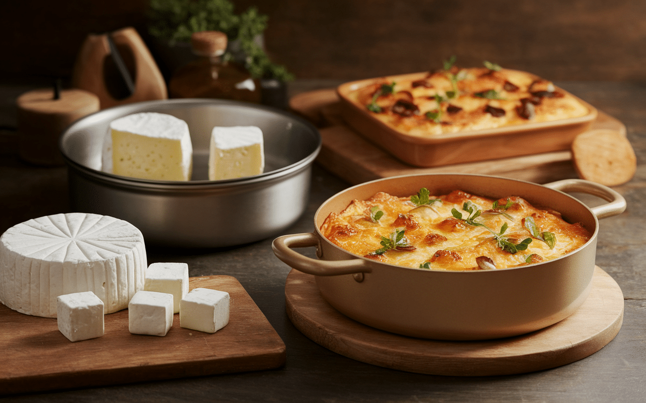 Cuisine avec fromage pate dure en cubes et rape