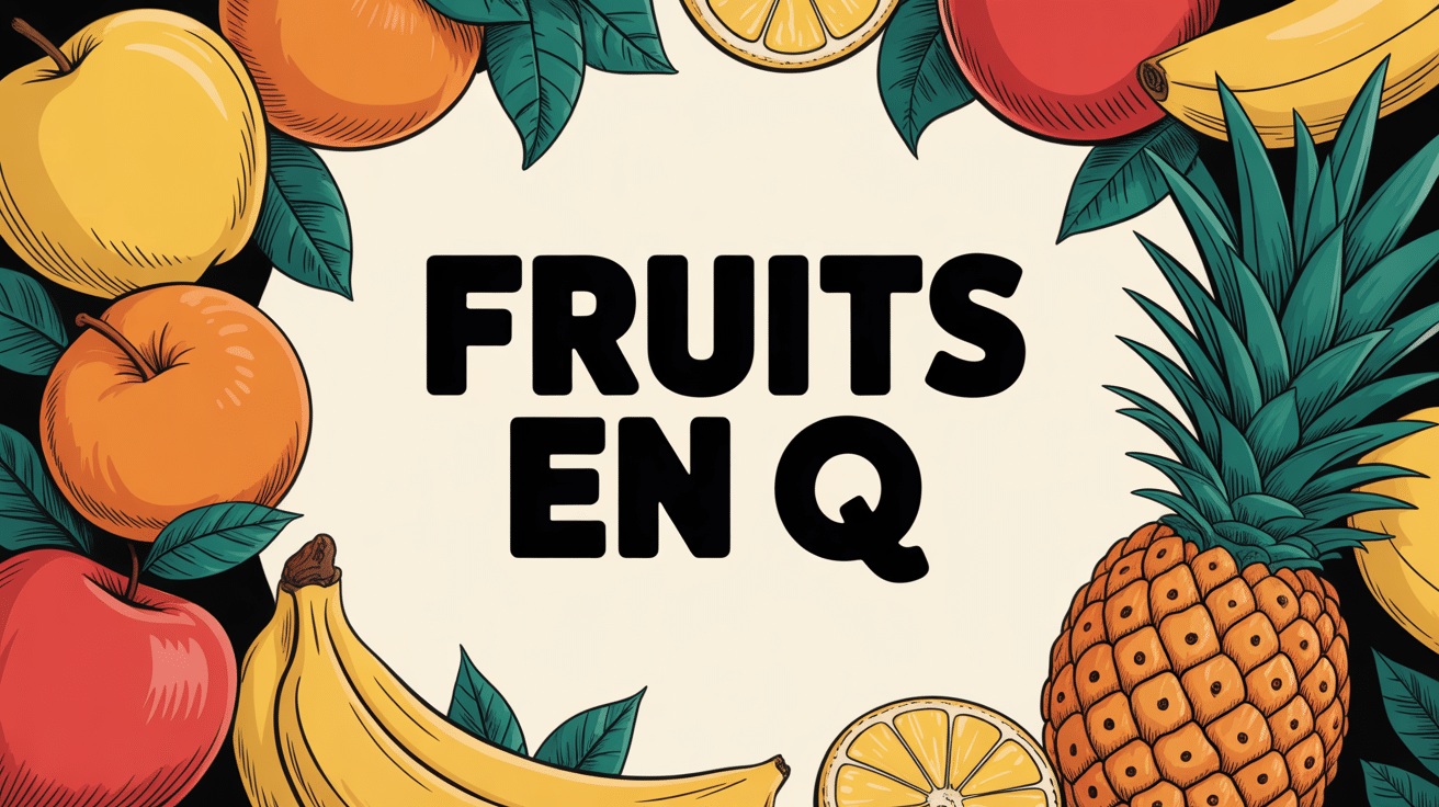 illustration fruit en q grand point interrogation et fruits