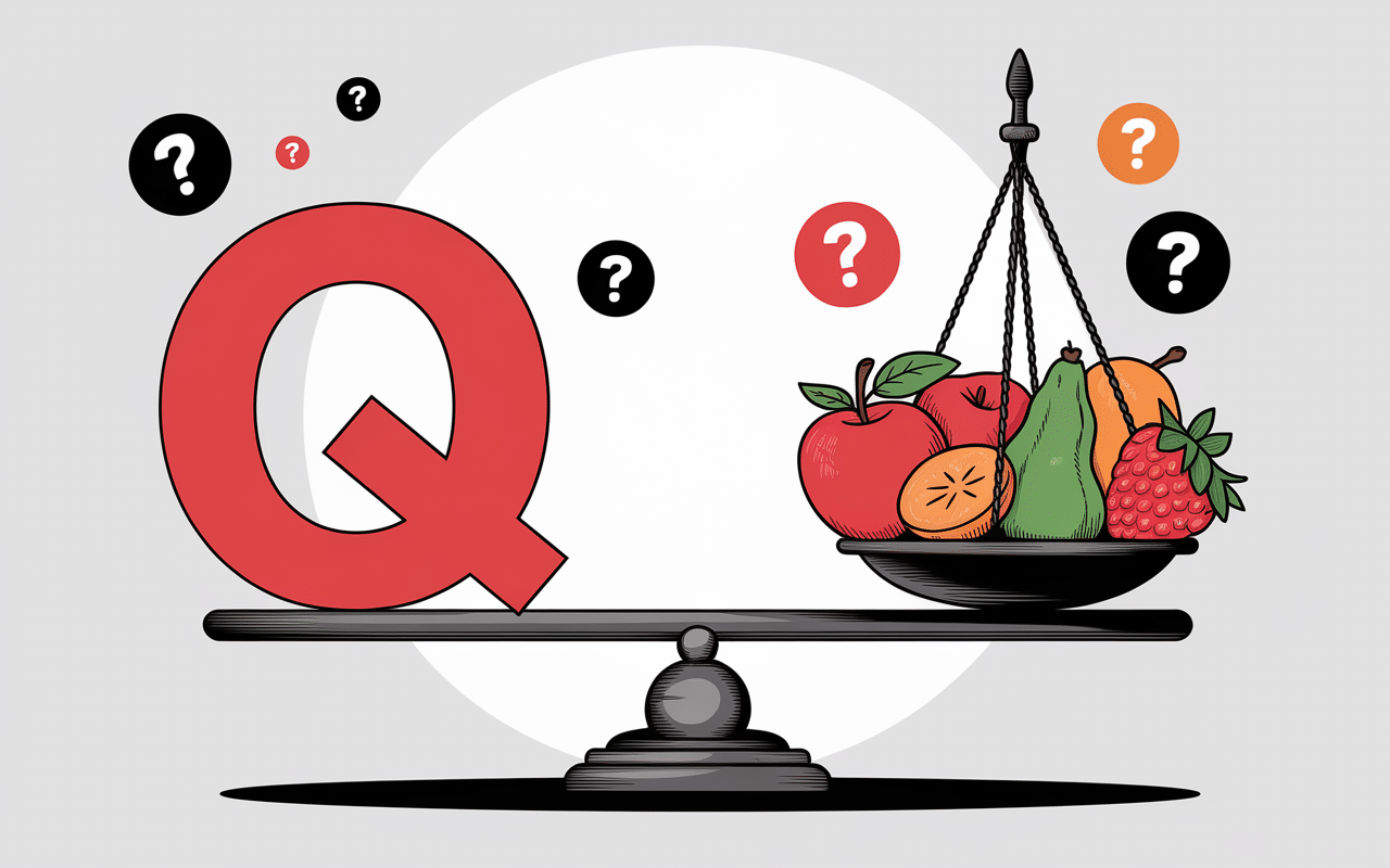 fruit en q balance ancienne et fruits colorés