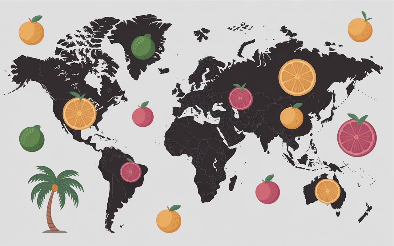 carte fruits en u autour du monde