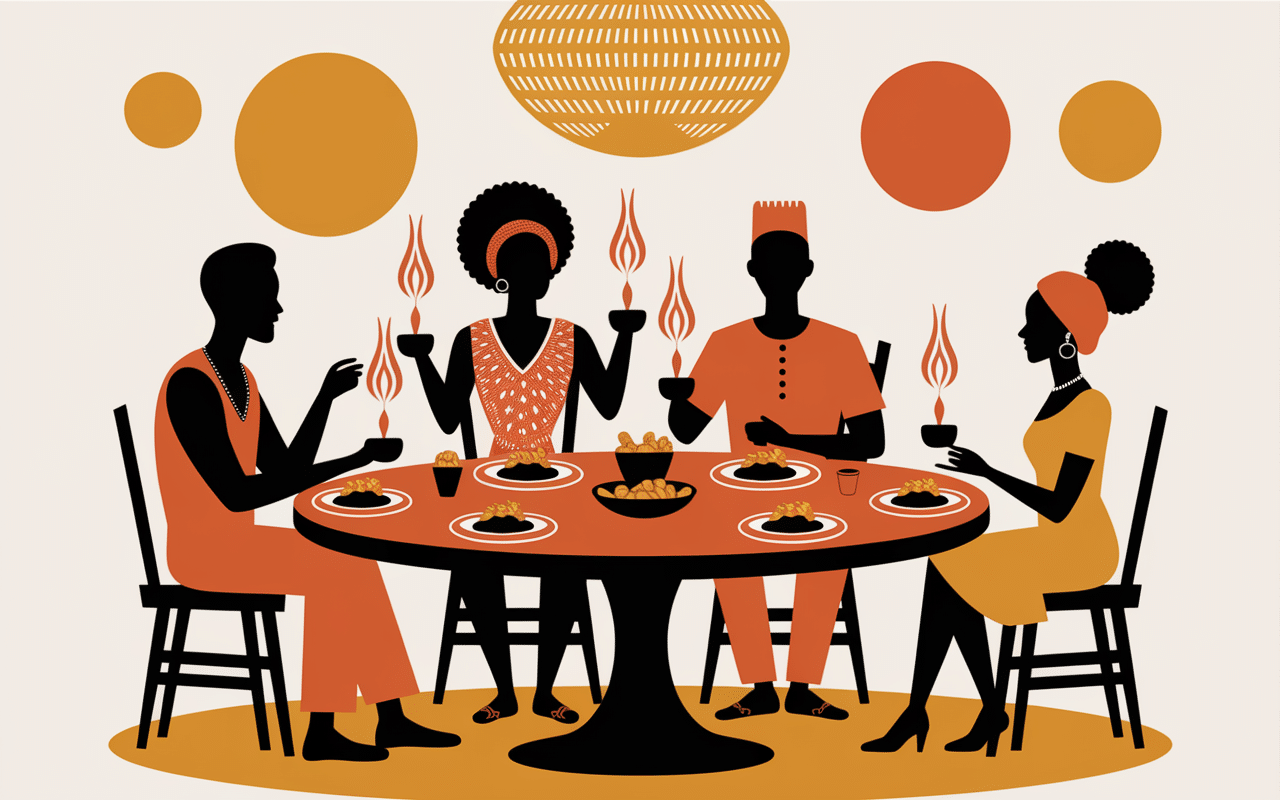 mafé poulet partagé autour table famille africaine