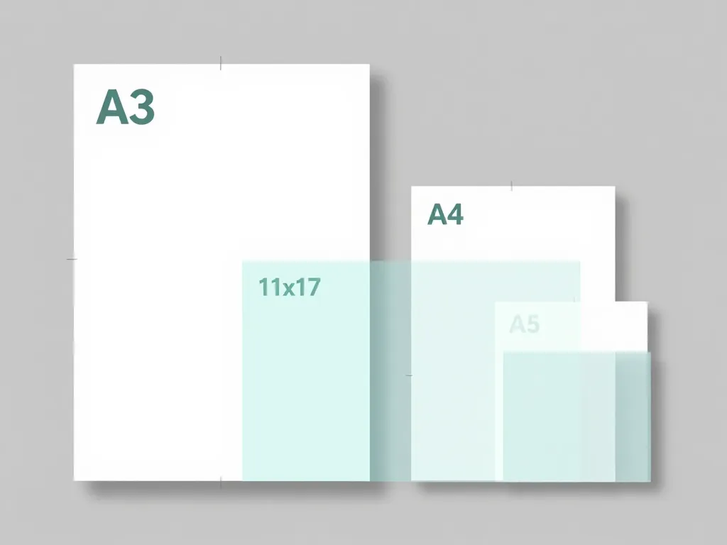 Comparatif a3 size avec A4, A5 et 11x17