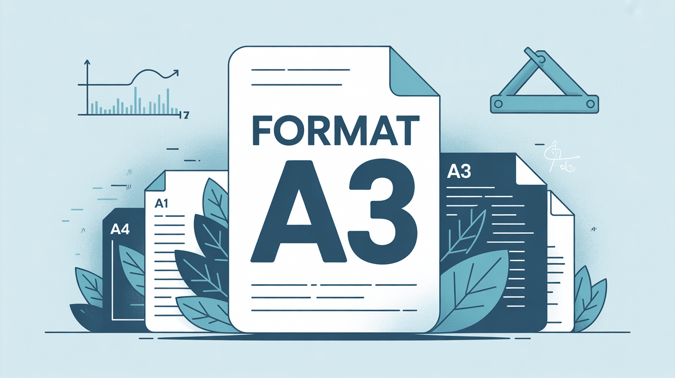 Illustration a3 size avec feuille A3, repères et échelle