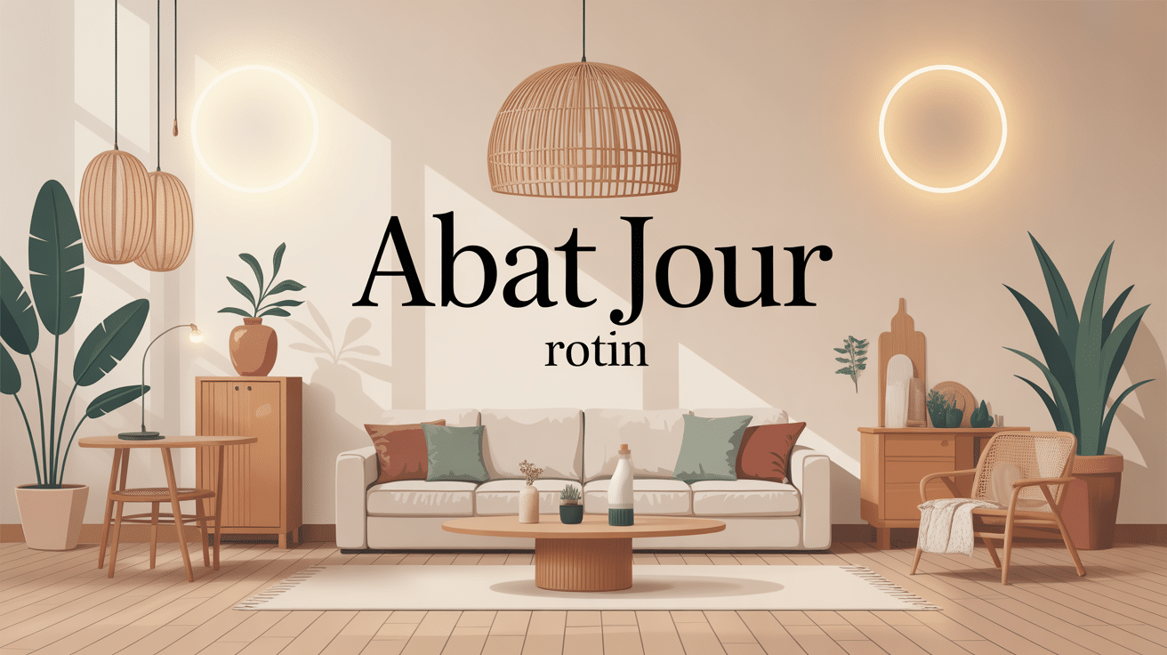 abat jour rotin en suspension avec lumière chaude et déco naturelle