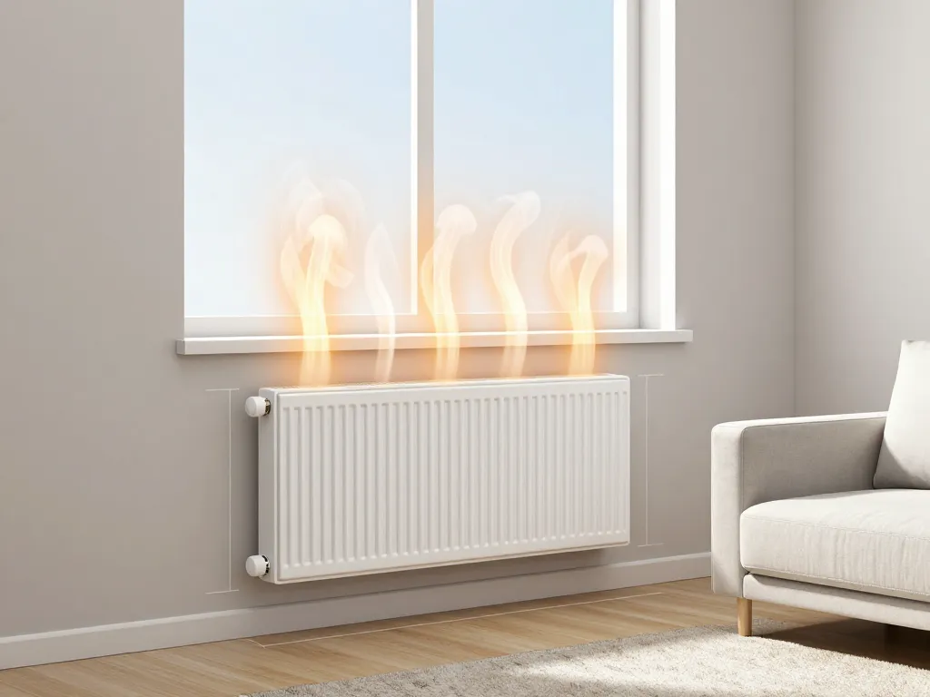 Scène de pose murale et distances pour carrera radiateur