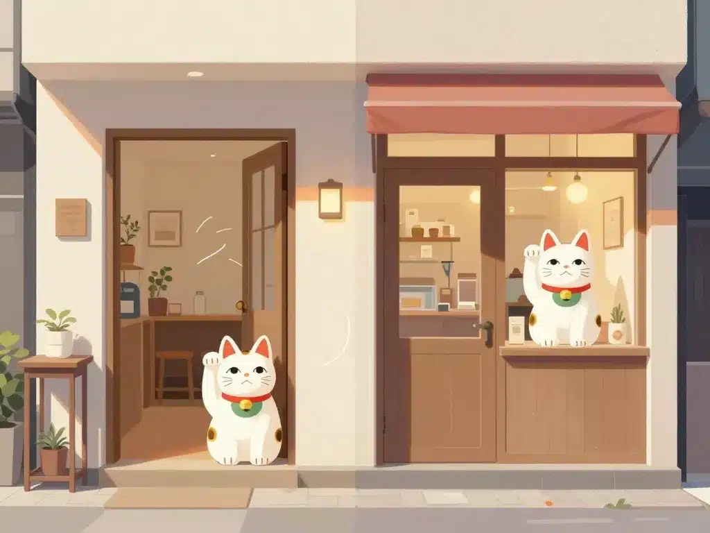 Placement du chat japonais porte bonheur à la maison et en boutique